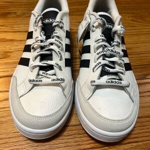 Adidas Men's White and Black Striped Sneakers